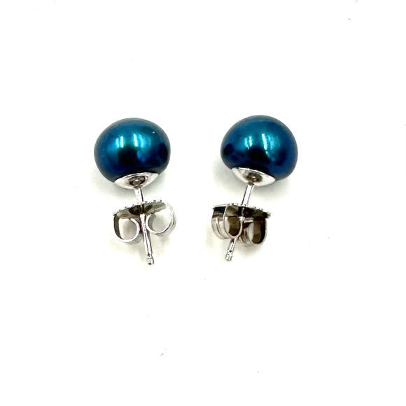 HONORA Pearl Studs Earrings Sterling Silver Blue 9mm NWOT - Picture 6 of 10